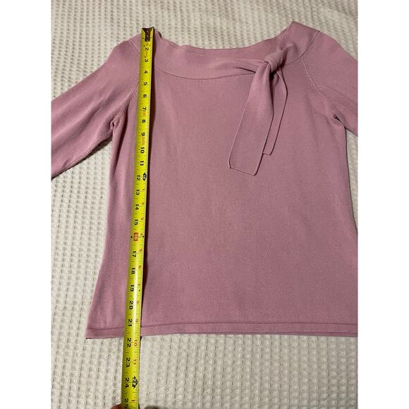 VTG Fred David Side Neck Tie Open Neckline 3/4 Sleeve Purple Blouse Size Medium - Picture 5 of 11